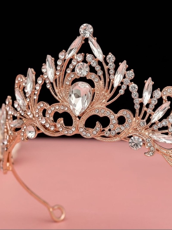 Accessories - Rose Gold Crystal Tiara - Elegant Women's Hair Accessory